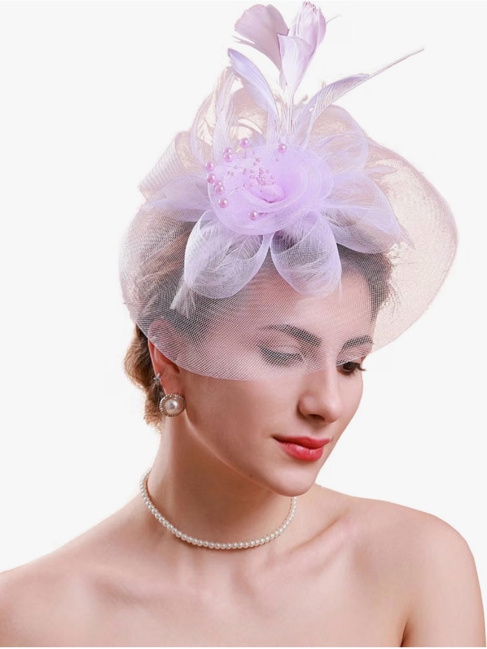 Women’s Fascinator Hat Veil Flower Tea Party Wedding Church Derby Hat